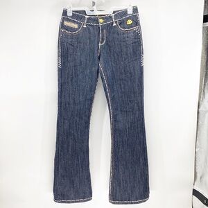 Dereon contrasting stitching dark was flare jeans